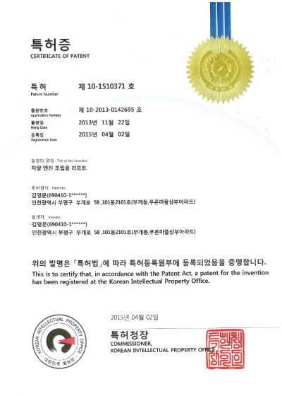 Certificates of Patent10-1510371